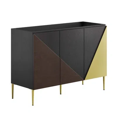 Modway Alchemist 47" Double Bathroom Vanity Base Only In Black In Black Gold