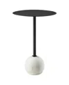 Modway Aliza Round White Marble Side Table In Multi