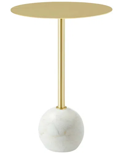 Modway Aliza Round White Marble Side Table In Multi