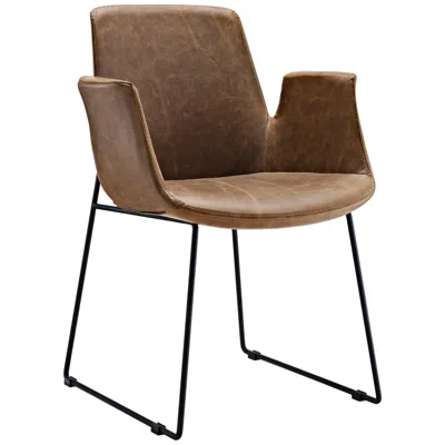 Modway Aloft Brown Faux Leather Modern Dining Chair