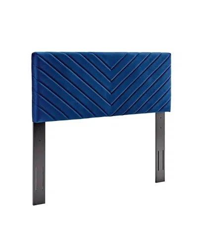 Modway Alyson Angular Channel Tufted Performance Velvet Headboard In Blue