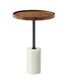 Modway Amina Round Acacia Wood Side Table In Multi