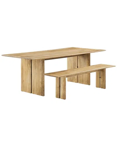 Modway Amistad 86 Wood Dining Table & Bench Set In Brown