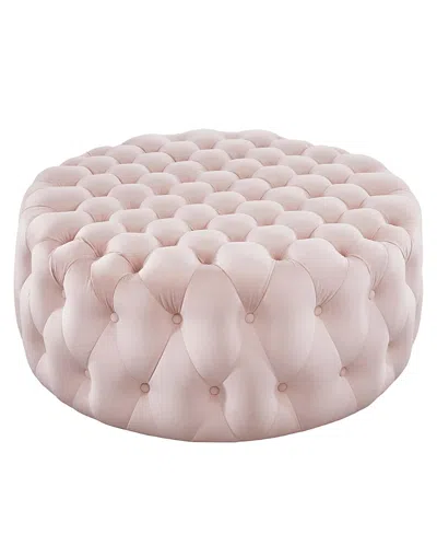 Modway Amour Tufted Button Large Round Performance Velvet Ottoman In Pink