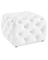 Modway Amour Tufted Button Square Faux Leather Ottoman In White