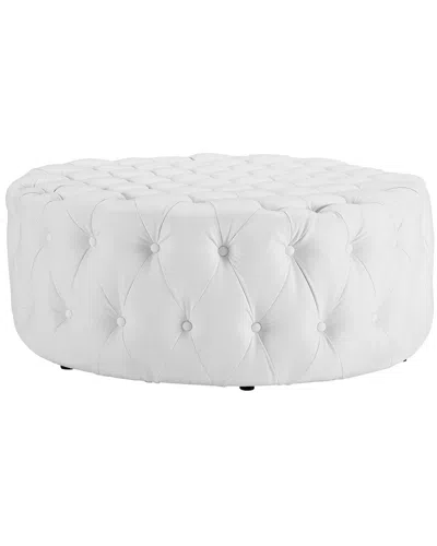 Modway Amour Upholstered Vinyl Ottoman In White