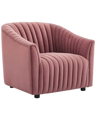 Modway Announce Performance Velvet Channel Tufted Armchair In Pink