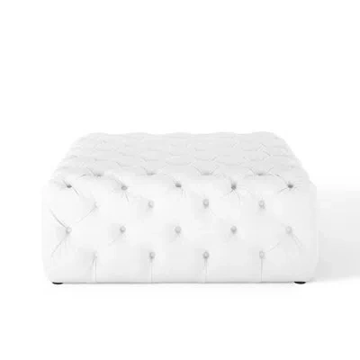 Modway Anthem Tufted Button Large Square Faux Leather Ottoman By  In White