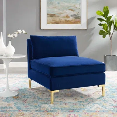 Modway Ardent Performance Velvet Armless Chair In Navy Velvet