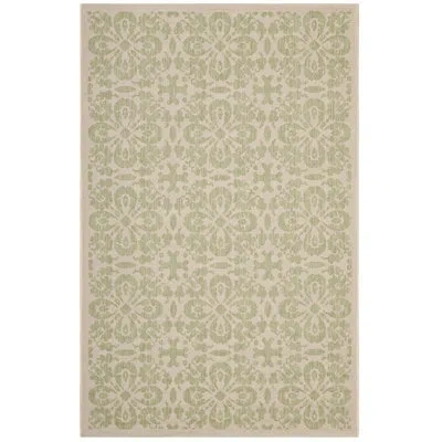 Modway Ariana Vintage Floral Trellis 9x12 Indoor And Outdoor Area Rug In Beige;light Green