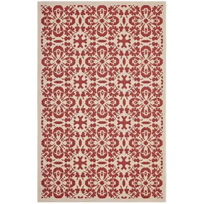 Modway Ariana Vintage Floral Trellis Indoor And Outdoor Area Rug In Red,beige