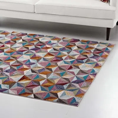 Modway Arisa Ful Geometric Hexagon Mosaic Area Rug In Blue;red;yellow