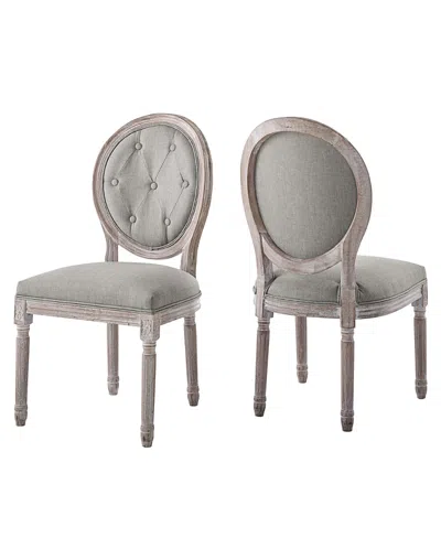 Modway Arise Vintage-like French Upholstered Fabric Dining Side Chair, Set Of 2 In Gray