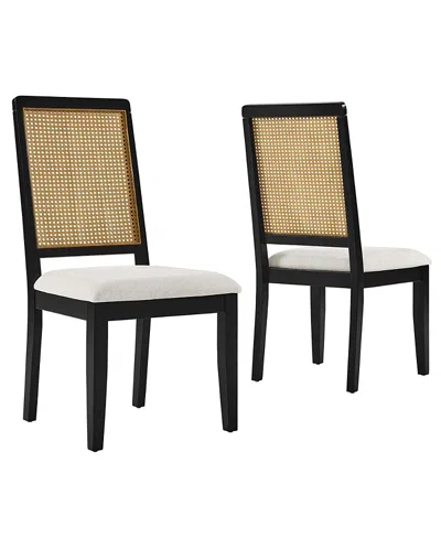 Modway Arlo Faux Rattan And Wood Dining Side Chairs, Set Of 2 In Brown