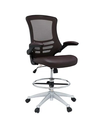 Modway Attainment Vinyl Drafting Chair In Brown