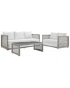 Modway Aura 3-piece Outdoor Patio Wicker Set In Gray