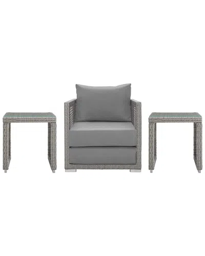 Modway Aura 3pc Outdoor Patio Wicker Rattan Set In Multi