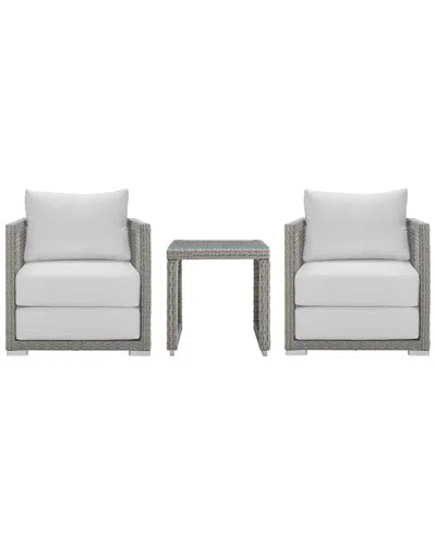 Modway Aura 3pc Outdoor Patio Wicker Rattan Set In Grey
