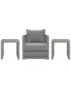 Modway Aura 3pc Outdoor Patio Wicker Rattan Set In Grey