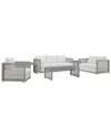 Modway Aura 7-piece Outdoor Patio Wicker Set In Gray