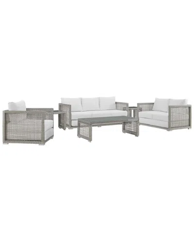 Modway Aura 7-piece Outdoor Patio Wicker Set In Gray