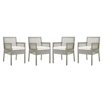 Modway Aura Dining Armchair Outdoor Patio Wicker Rattan In Gray,white