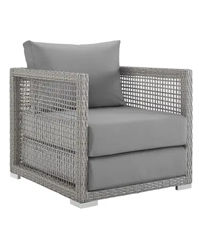 Modway Aura Rattan Outdoor Patio Armchair In Gray