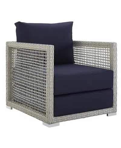 Modway Aura Rattan Outdoor Patio Armchair In Blue