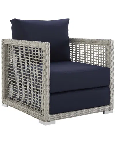 Modway Aura Rattan Outdoor Patio Armchair Navy In Gray