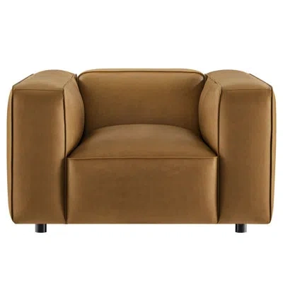 Modway Auren Upholstered Vegan Leather Modular Armchair In Camel Vegan Leather