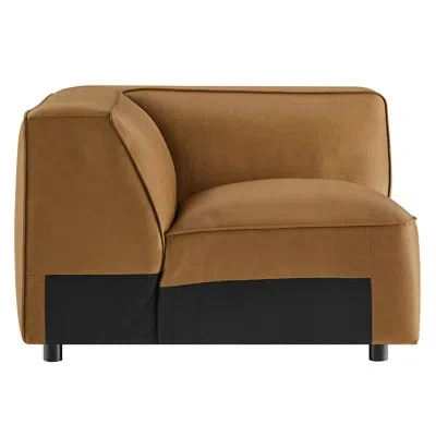 Modway Auren Upholstered Vegan Leather Modular Corner Chair In Camel Faux Leather