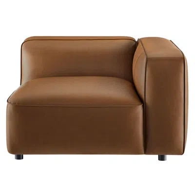 Modway Auren Upholstered Vegan Leather Modular Right Armchair In Coffee Faux Leather