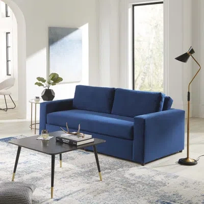 Modway Avendale Sofa With Bench Seat Cushion In Deep Navy Velvet