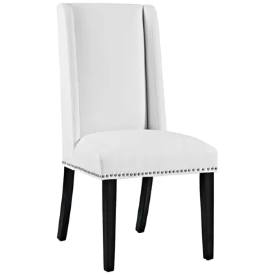 Modway Baron 19 1/2" Wide White Vinyl And Nailhead Trim Dining Chair