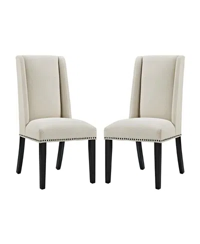 Modway Baron Fabric Dining Chair, Set Of 2 In Beige