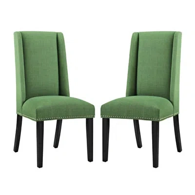 Modway Baron Fabric Upholstered Dining Chairs (set Of 2) By  In Green