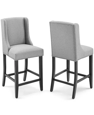 Modway Baron Upholstered Fabric Counter Stool, Set Of 2 In Gray