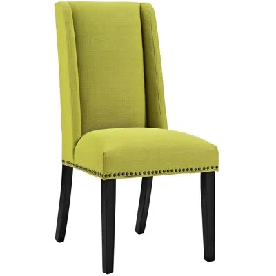 Modway Baron White Vinyl And Wood Frame Dining Chairs In Polyester Wheatgrass