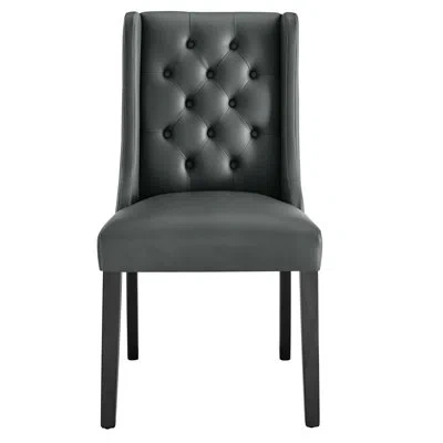 Modway Baronet Button Tufted Fabric Dining Chair In Gray