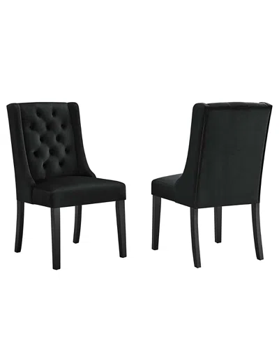 Modway Baronet Performance Velvet Dining Chairs, Set Of 2 In Black