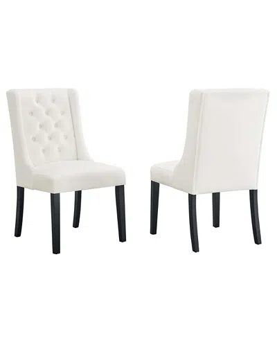 Modway Baronet Performance Velvet Dining Chairs, Set Of 2 In White