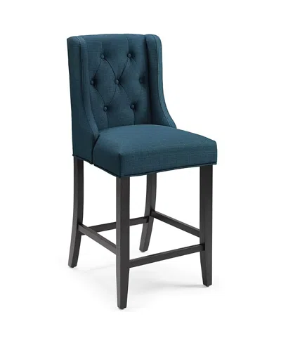 Modway Baronet Upholstered Fabric Counter Bar Stool, Set Of 2 In Blue