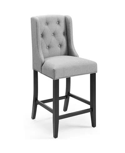 Modway Baronet Upholstered Fabric Counter Bar Stool, Set Of 2 In Gray
