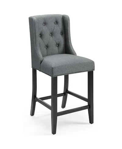Modway Baronet Upholstered Fabric Counter Bar Stool, Set Of 2 In Gray