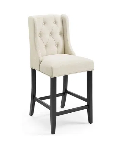 Modway Baronet Upholstered Fabric Counter Bar Stool, Set Of 2 In Neutral