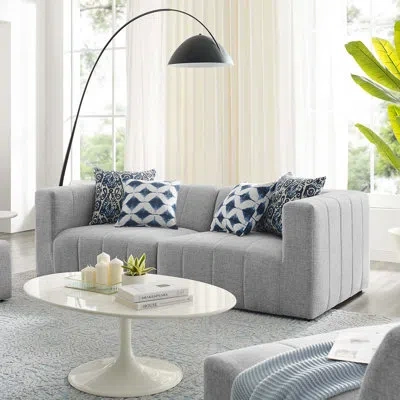 Modway Bartlett Upholstered Fabric 2-piece Loveseat In Light Gray Velvet