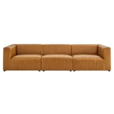 Modway Bartlett Vegan Leather Vegan Leather 3-piece Sofa By  In Tan