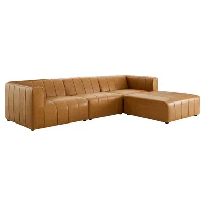 Modway Bartlett Vegan Leather Vegan Leather 4-piece Sectional Sofa By  In Tan
