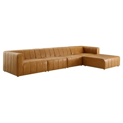 Modway Bartlett Vegan Leather Vegan Leather 5-piece Sectional Sofa By  In Tan