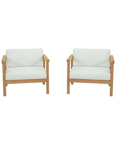 Modway Bayport 2 Piece Outdoor Patio Teak Set In White